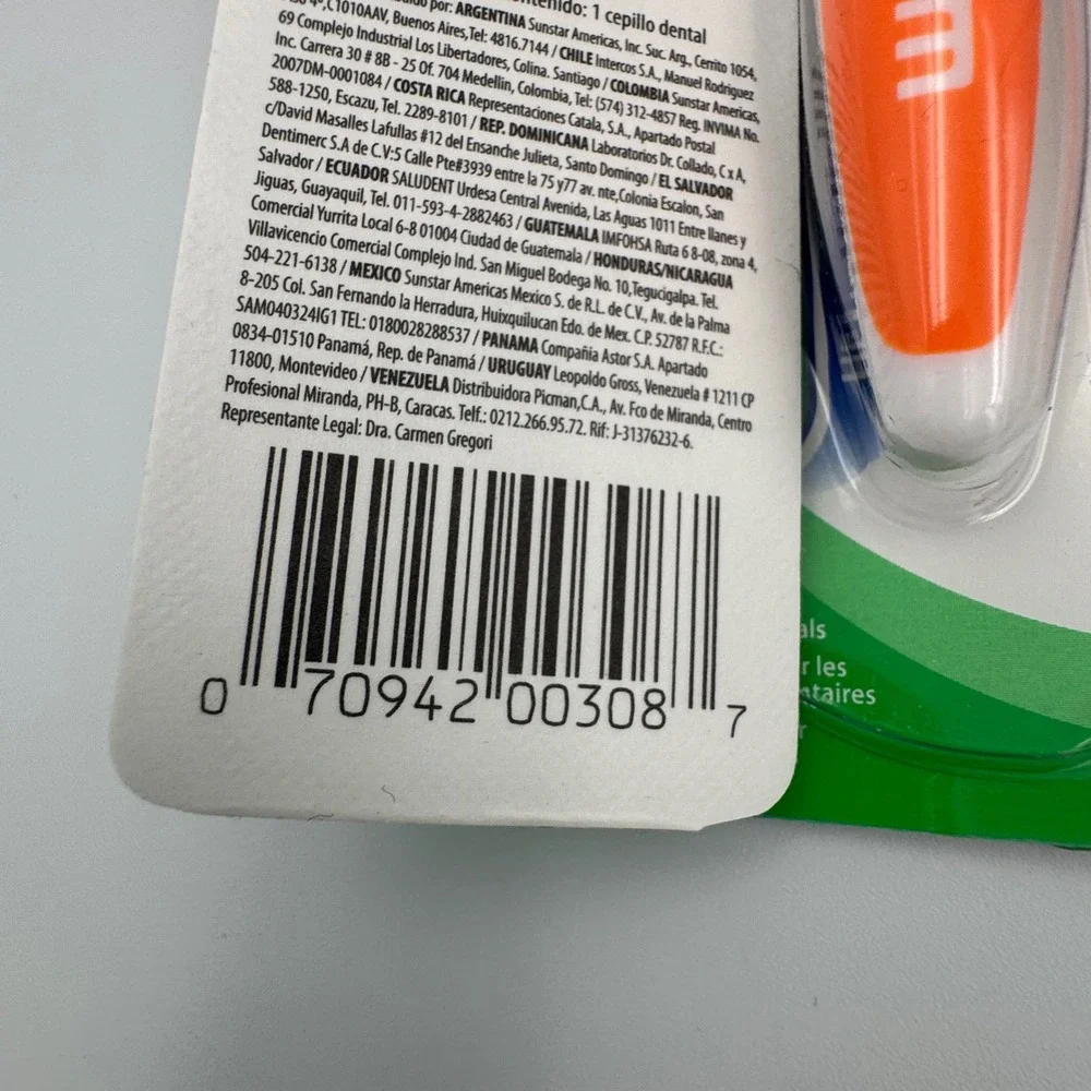 GUM End-Tuft Toothbrush Orange 4‎ Pack Soft Bristle 308 NEW